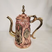 ANTIQUE Moroccan Turkish Handmade Copper Brass Art Nouveau Tea Coffee Pot Pitche picture