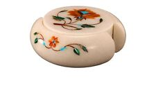 Handmade White Marble Tea Coaster Stone Inlay Decorative Coaster Perfect Gift  picture