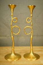 L'Objet EVOCA Bamboo Trumpet Candlesticks Elad Yifrach 24KT Gold Plated Brass picture