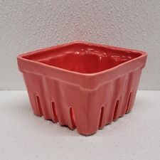 Anthropologie Red Ceramic Berry Basket Fruit Container picture