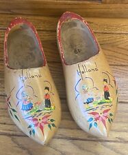 Vintage DUTCH Boy & Girl Wooden Clogs Shoe Hand Carved/Painted Art Hygge Holland picture