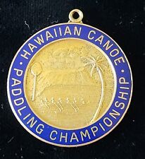 HAWAIIAN PADDLING CHAMIONSHIP HEI HEI WA'A 1955 CANOE GOLD FILLED MEDAL-RARE picture
