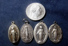 Sterling Silver Catholic Miraculous Medals Lot of Four Worn Vintage Meals picture