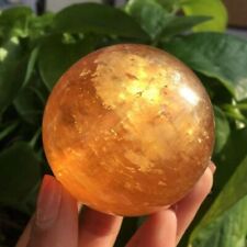 40-100mm Natural Citrine Calcite Quartz Crystal Sphere Ball Reiki Healing Gem picture
