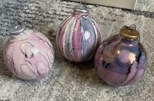 Lot Of 3 Vintage Abstract Painted Ornaments picture