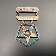 Vintage Elias Arizona Grand Marshal Turquoise Coral Sterling Silver Brooch Pin picture