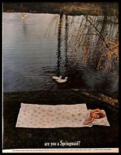 1960 Springmaid Fashion Sheets Vintage PRINT AD Bedding Lady Sleeping Lake Ducks picture
