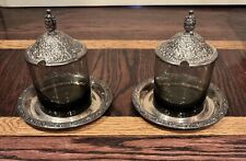 Old Stock Community silver plate Tangier glass sugar bowl top tray picture