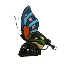 Tiffany Style Stained Glass Butterfly Shaped Table Lamp Ashley Harbour 9” picture