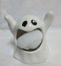 FULL MOON FURNISHINGS Halloween Ceramic White Ghost Scrubby Holder NEW picture
