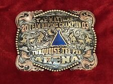 TEAM ROPING PROFESSIONAL RODEO CHAMPION TROPHY BUCKLE☆THE NATIONS☆ RARE☆2004☆744 picture
