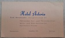 HOTEL ASTORIA Vintage Business Card Bad Neuenahr, Hauptstrasse 54 Gremany picture