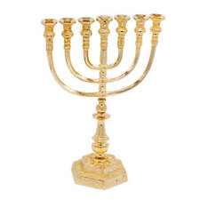 Large Authentic Menorah Gold Plated Candle Holder from Jerusalem 14.2″ / 36cm picture