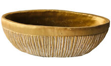 Handcrafted Gold Planter Pottery Bowl Candy Dish Decorative Oval Textured picture