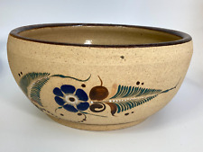 1980s Netzi Tonala Bowl Signed Mexican Stoneware Pottery Vintage Large 4.5