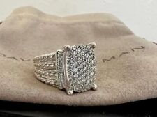 David Yurman Sterling Silver 925 Wheaton Pave Diamonds Ring 16x12mm Size 8 picture