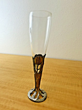 Seagull Canada  Tulip Pewter Champagne Flutes 1990  Hand Blown Glass picture