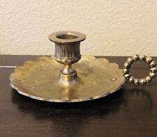 Mid Century Modern Brass Chamberstick Scalloped Edge Made In England picture