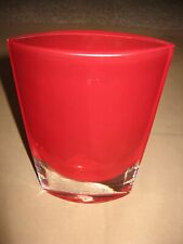 Bright Red Flat  Vase Made in Poland picture