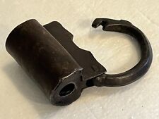 Antique Hand Forged Metal Barrel Cylinder Lock Padlock Shackle Screw Type No Key picture