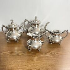 Antique Forbes Silver Co Vintage Tea Set 4-Piece Silverplate #962 Ornate Etched picture