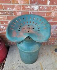 Antique BUHL Milk Can Blue Green Tractor Seat Stool picture