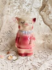 Vintage 1940s Anthropomorphic Pastel Pink Blue Piggy Bank Bow Cute Cartoon picture