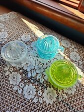 Barnes glass 2 piece reamers lot of 3, aqua, vaseline, opalescent picture