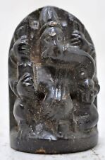 Antique Black Stone God Ganesha Idol Figurine Original Old Very Fine Hand Carved picture