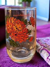 Drnking Glass 1950s Brockway Flower of The Month Chrysanthemum November Orange picture