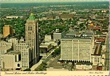 Vintage MI Michigan Postcard General Motors Fisher Building Aerial View Detroit picture