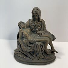 Vintage Pieta Statue Plaster Dark Tone Jesus Mary Religious Decor 7 inch picture