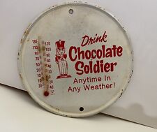Vintage Drink CHOCOLATE SOLDIER Anytime Metal Wall Thermometer Round Original picture