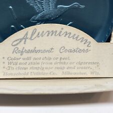Vintage Mid Century Modern MCM Aluminum Coaster Set of 8 Ducks, Box has no Lid picture