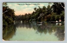 Findlay OH Scenic View With Canoes On The Blanchard Vintage Ohio c1913 Postcard picture
