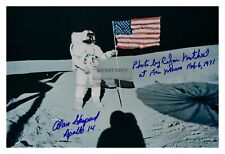 ALAN SHEPARD & EDGAR MITCHELL HOLDING FLAG AUTOGRAPHED 4X6 PHOTOGRAPH REPRINT picture
