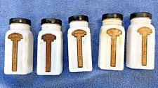 Vintage Griffith's Milk Glass 5 Count Spice Jars picture