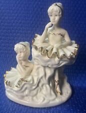 4 1/2 Inch Beautiful Porcelain Ballerina Girl Figurine Ballet With Gold Trim picture