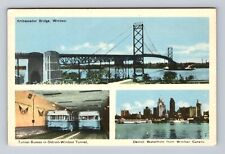 Windsor ON-Ontario Canada, Ambassador Bridge, Tunnel, Vintage Postcard picture