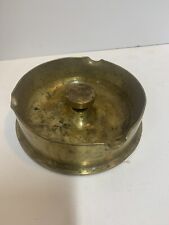 Vintage Artillery ￼shell Ashtray. WWII Trench Art. Heavy Brass 6” Diameter picture