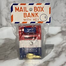 Vintage Miniature US Mail Box Metal Coin Bank With Keys Made in Japan NOS picture