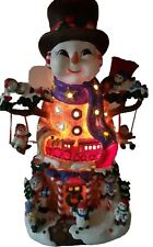 Vintage Jaimy Hand Painted Sculptured Lighted Christmas Snowman House picture