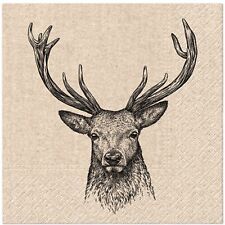 (2) Decoupage Paper Napkins Deer Luncheon Craft Decorative Animal Napkin - TWO picture