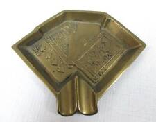 ISRAELI BRASS CARD SUITES TRIANGULAR ASHTRAY picture