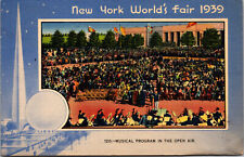 Vtg 1939 Musical Program In Open Air New York World's Fair NY Linen Postcard picture