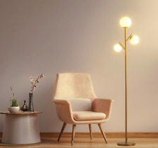 3 Globe Gold Mid Century Floor Lamp, Modern Standing Lamp with Frosted Glass Sha picture
