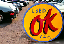 USED OK CARS PORCELAIN ENAMEL  SIGN  48 INCHES 4 FEET  DSP SIGN picture