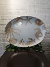 222 Fifth Coastal Life Gold  Oval Serving Platter picture
