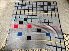 Vtg Acrylic Velours MCM Design Blanket Stripes Multicolored Double Sided. 63x56 picture