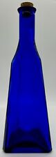 Beautiful Triangular 3-Sided Cobalt Blue Glass Decanter With Cork Stopper picture